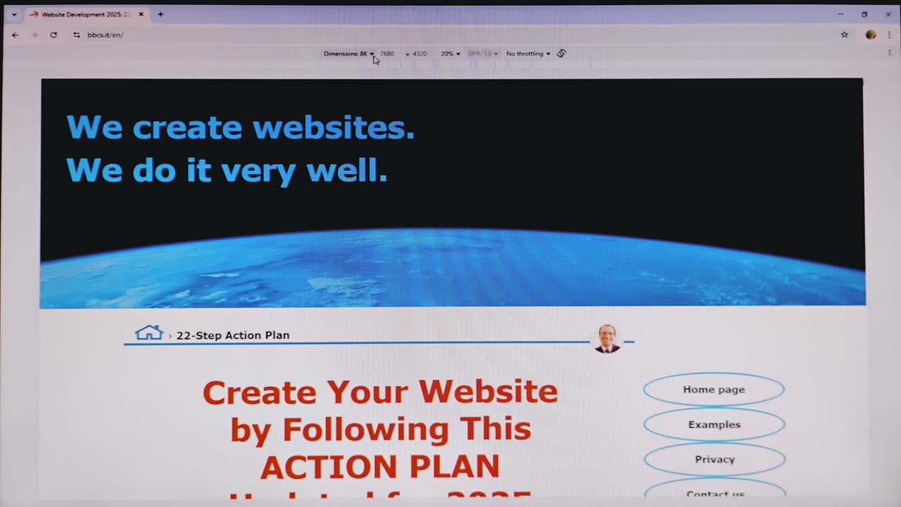 Photo of the home page of BBCS.com/en/ in 8K.
